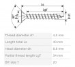 SPAX skrutka 4,5x40 zápustná hlava TXS, W, 4C MH