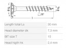 SPAX skrutka FEX-H 4x30 zápustná hlava TXS,W A3J,4C MH, čiastočný závit