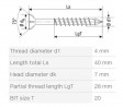 SPAX skrutka M 4x40/28 zápustná hlava.TXS,W,C, čiastočný závit