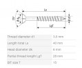 SPAX skrutka M 3,5x40/28 zápustná hlava TXS,W,C, čiastočný závit