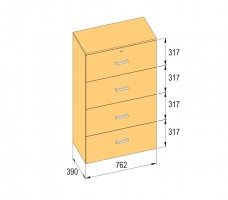 K-BBP Kartotéka typ R4 pre vnútornú šírku 762mm/390mm, výška 1276mm bez tlmenia