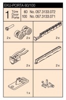 HAWA 057.3133.072 Eku Porta 60 HM pos.interiérové kovanie, sada kovanie do 60kg