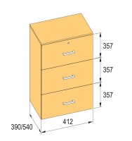 K-BBP Kartotéka typ R3 pre vnútornú šírku 412 mm/540 mm, výška 1076 mm bez tlume