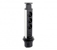STRONG Elektrická zásuvka vyťahovacia, 3x 230V Schuko, 2x USB A/A, čierna