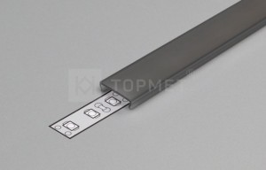 StrongLumio krycia lišta C k LED profilom naklápavacia čierná 3000mm
