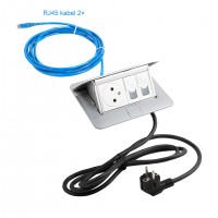 LEGRAND Pop-up v2, 1 x elektrická zásuvka 230 V, 2 x data RJ45, hliník