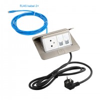 LEGRAND Pop-up v2, 1 x elektrická zásuvka 230 V, 2 x data RJ45, nerez