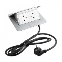 LEGRAND Pop-up v2, 2 x elektrická zásuvka 230 V, hliník