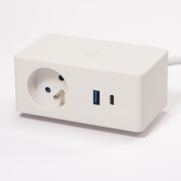 VersaQ HUB 1x 230V, 1x RJ45, USB A+C 5V, 1x HDMI, bezdrôtové nabíjanie Qi,biela