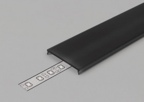 TM-krycia lišta k LED profilom 14 naklapavacia čierna 1000mm