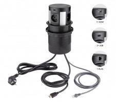 STRONG El. zásuvka vysúvacia, 4x230V,1xRJ45,2xUSB A 5V,1xHDMI,bezdrôt. nabíj, FR