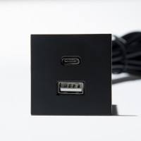 VersaPick, 1x USB A/C, štvorec, čierny mat