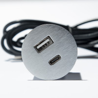 VersaPick, 1x USB A/C, guľatý, nerez