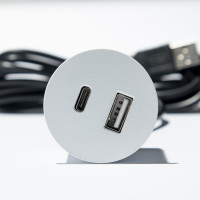 VersaPick, 1x USB A/C, guľatý, biely mat RAL 9003
