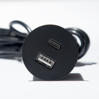 VersaPick, 1x USB A/C, guľatý, čierny mat