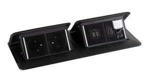 LEGRAND Pop-up dvojitá, 2x 230V, USB A+A napájací, 1x RJ45, HDMI, čierna