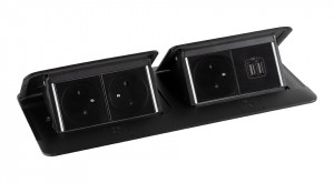 LEGRAND Pop-up dvojitá, 3x 230V, USB A+A napájací, čierna