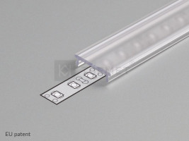 StrongLumio krycia lišta C k LED profilom naklápavacia priesvitná 3000mm