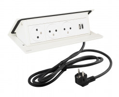 LEGRAND PopUp, 3x230V, 1x USB A/C, biela matná