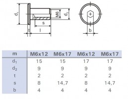 Matica nábytková spojovacia M6x12mm zinok biely plochá hlava 17mm