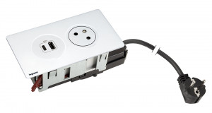 K- LEGRAND Disq´In 1x 230V + 1x USB A/C, biela/biela