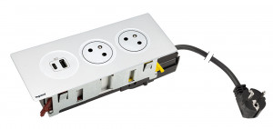 K- LEGRAND Disq´In 2x 230V + 1x USB A/C, biela/biela