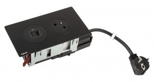 K-LEGRAND Disq´ln 1x230V+1xUSB A/C,čierna/čierna