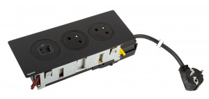 K- LEGRAND Disq´In 2x 230V + 1x USB A/C, černá/černá