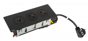 K-LEGRAND Disq´ln 2x230V+1xUSB A/C,čierna/čierna