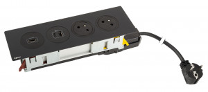 K- LEGRAND Disq´In 2x 230V + 1x USB A/C, HDMI, černá/černá