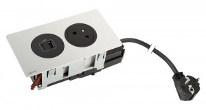 K-LEGRAND Disq´ln 1x230V+1xUSB A/C,čierna/nerez