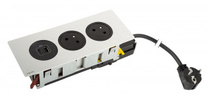 K-LEGRAND Disq´ln 2x230V+1xUSB A/C, čierna/nerez