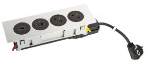 K-LEGRAND Disq´ln 2x230V+1xUSB A/C,HDMI, čierna/nerez