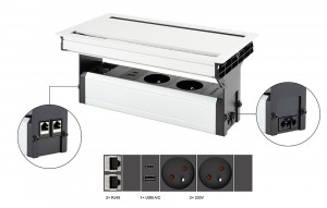 VersaFlap dual 2.0, 2x 230V, 2x RJ45, 1x USB A/C, biela matná