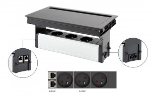 VersaFlap Mono 2.0, 3x230V,2xRJ45, čierna mat