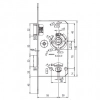 TWIN Zadlabací zámek, kovová střelka, závora WC, rozteč 78 mm, levý