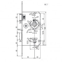 Twin zámek zadlabací plastová střelka závora WC/78 mm levý