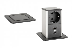 StrongPower PowerUp zásuvka, 1x230V, USB A/C nabíjacia , čierna , Schuko