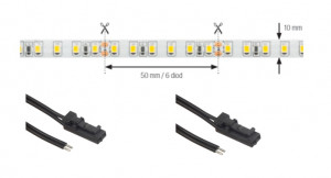 K-V-StrongLumio LED pásek 14,4W/m 24V(120 LED)10mm CRI90 bílá teplá,5m,2x kabel