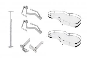 StrongWire rohová polica, Classic, s tlmením, 450mm,pravá,biele dno/reling chróm