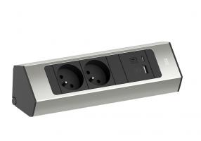 BACHMANN 932.003 Casia 2, 2x230V + 1xUSB A/C imitácia nerezi