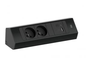 BACHMANN 932.103 Casia 2, 2x230V + 1xUSB A/C čierna RAL9005