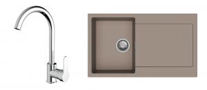 StrongSinks S3 Set drez Zala 860 860x500mm granit hnedý + Baterie Seina chrom