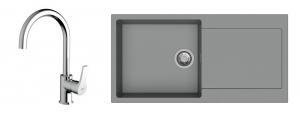 StrongSinks S3 Set drez Zala 1000 1000x500mm granit šedý + Baterie Rhona chrom