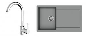 StrongSinks S3 Set drez Zala 860 860x500mm granit šedý + Baterie Seina chrom