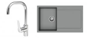 StrongSinks S3 Set drez Zala 860 860x500mm granit šedý + Baterie Garonne chrom