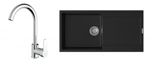 StrongSinks S3 Set drez Zala 1000 1000x500mm granit čierny + Baterie Seina chrom