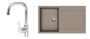 StrongSinks S3 Set drez Zala 860 860x500mm granit hnedý + Baterie Garonne chrom