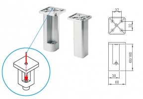 Nábytková noha 727R výška 120mm sivá RAL9006