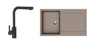 StrongSinks S3 Set drez Zala 860 860x500mm granit hnedý + Batéria Ipoly čierna